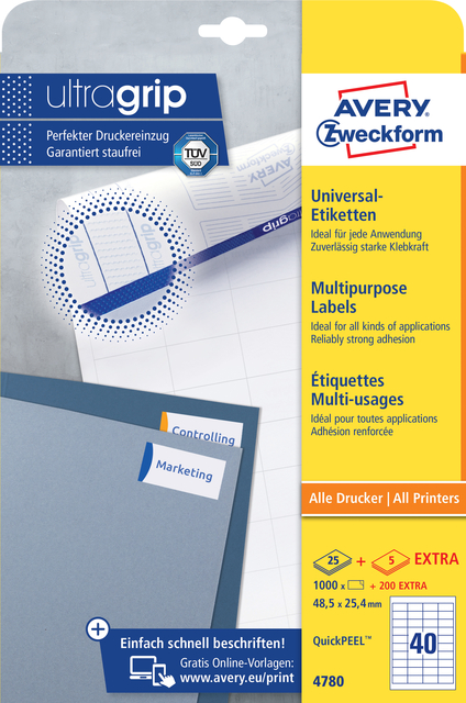 Etiquette Avery Zweckform 4780 48,5x25,4mm blanc 1000 pièces