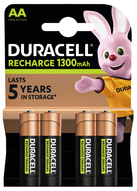 Pile rechargeable Duracell 4x AA 1300mAh Plus