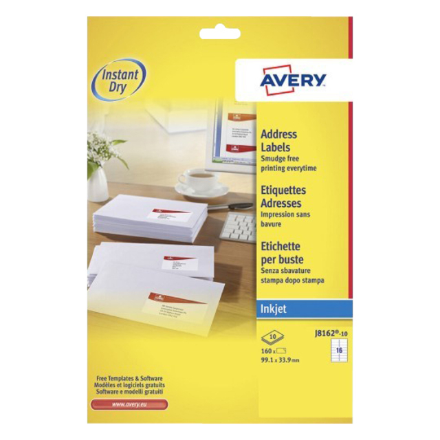 Etiket Avery J8162-10 99.1x33.9mm wit 160 etiketten