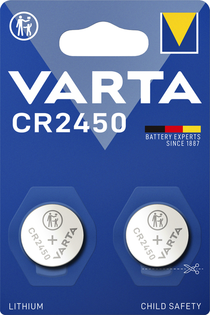 Pile bouton Varta CR2450 lithium blister 2 pièces