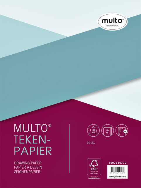 Intérieur Multo papier dessin A5 17 perforations 120g 50 feuilles