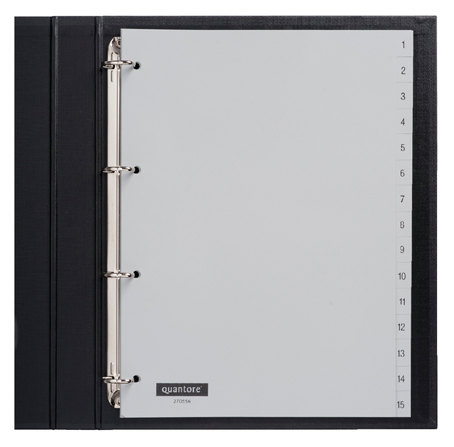 Intercalaires Quantore 4 perforations numéro 1-15 PP gris