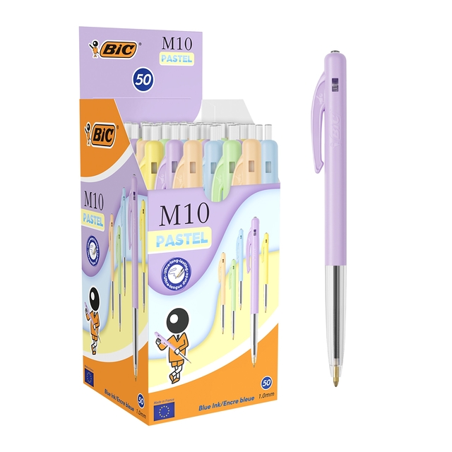 Stylo bille BIC M10 Colors Pastel Colors Medium assorti