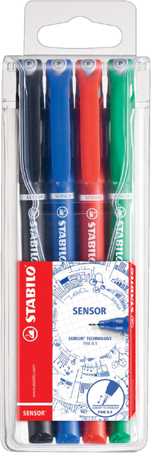 Fineliner STABILO Sensor 189 Fin assorti étui de 4 pièces.