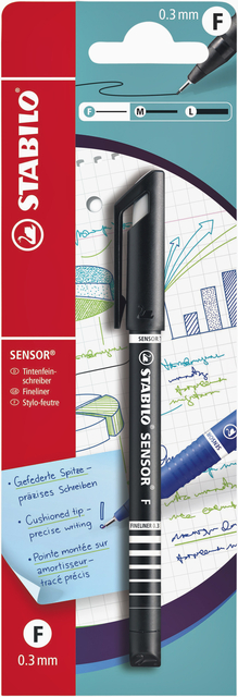 Fineliner STABILO Sensor 10198 Fin noir blister 1 pièce
