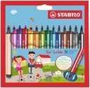 Feutre STABILO Trio Scribbi 368/14 assorti étui 14 pièces