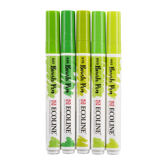 Feutre pinceau Talens Ecoline vert assorti 5 pièces