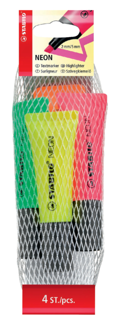 Surligneur STABILO 72/4 néon assorti filet 4 pièces