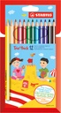 Crayon de couleur STABILO 203 Trio thick assorti étui carton 12 piècess