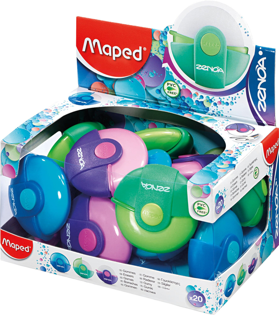 Gomme Maped Zenoa rotative présentoir 20 pièces assorti
