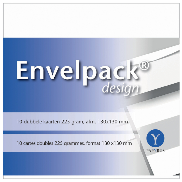 Carte double Papyrus Envelpack Design carré 130x130mm blanc 894466 10 pièces