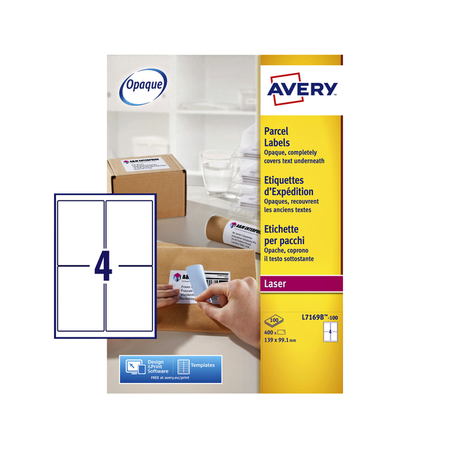 Etiquette Avery L7169B-100 99,1x139mm Opaque 400 pièces