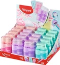 Taille-crayon Maped Connect avec gomme 2 trous présentoir 20 pièces pastel assorti