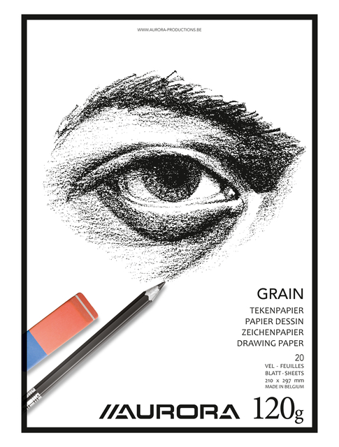 Bloc à dessin Aurora A4 20 feuilles 120g papier Grain