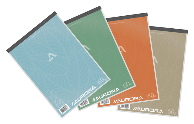 Bloc-notes Aurora A4 ligné 100 feuilles 60g assorti