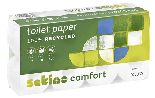Papier toilette Satino Comfort MT1 027060 2 épaisseurs 400 feuilles blanc