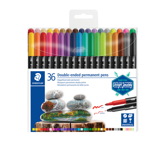 Feutre Staedtler Design Journey permanent double pointe assorti 36 couleurs