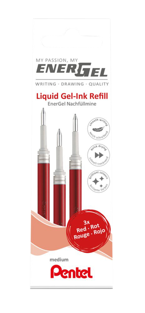 Recharge roller Pentel Energel LR7 Medium rouge set 3 pièces
