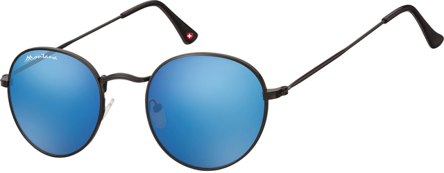 Lunettes de soleil Montana noir mat Revo verre rond bleu