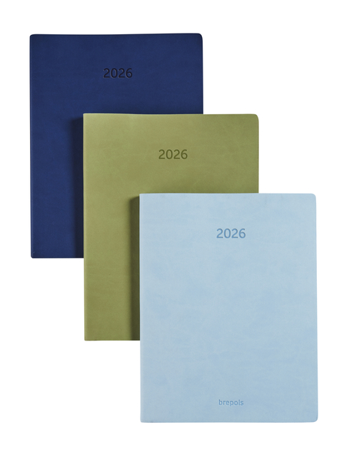 Agenda 2026 Brepols Timing Colora 7 jours/2 pages vert, bleu clair, bleu foncé