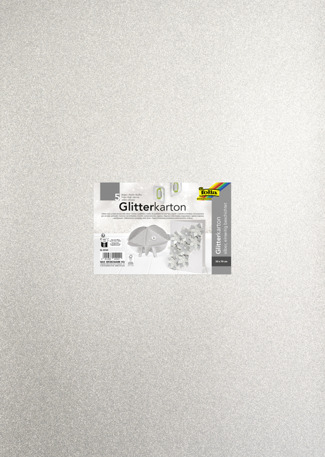 Glitterkarton Folia 50x70cm 300gr 5 vel zilver