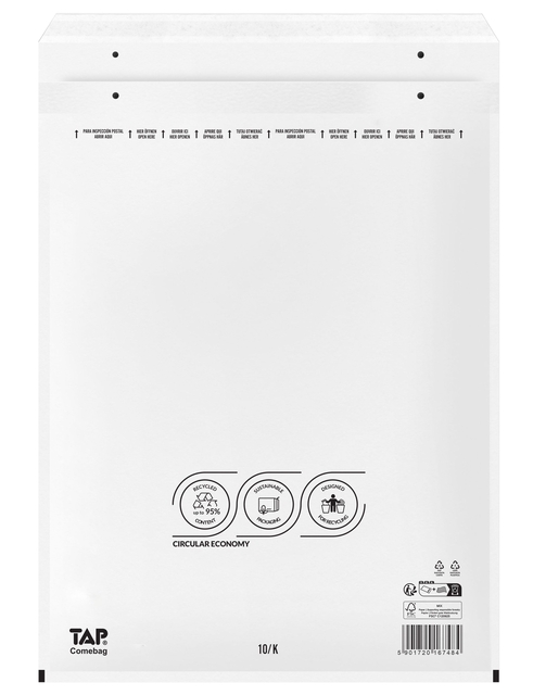 Enveloppe à bulles TAP Comebag n°20 370x480mm blanc 100 pièces