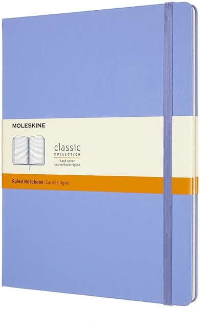 Carnet Moleskine XL 190x250mm ligné couverture rigide bleu hortensia