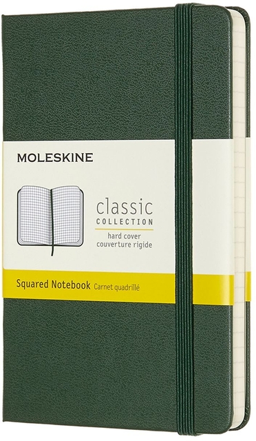 Carnet Moleskine Pocket 90x140mm carreau 5x5mm couverture rigide vert myrte