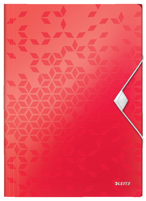 Elastomap Leitz WOW A4 3 kleppen PP rood