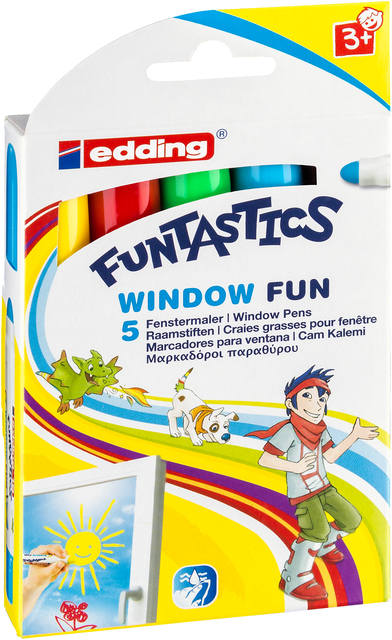 Marqueur craie edding 16-5 Funtatics Window Fun assorti boîte 5 pièces