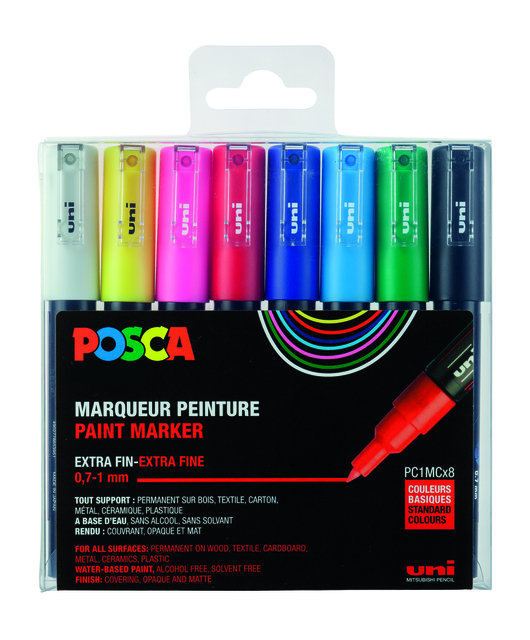 Marqueur peinture Posca PC1MC Extra Fin assorti set 8 pièces