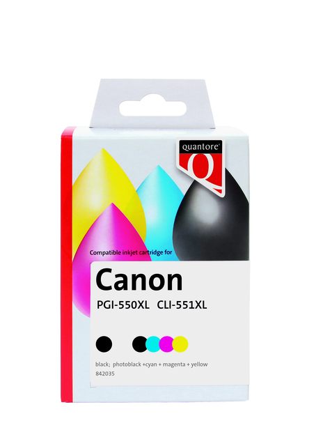 Cartouche d’encre Quantore alternative pour Canon PGI-550XL CLI-551XL noir+4 couleurs