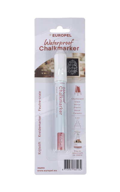 Feutre craie Europel indélébile 3-6mm blanc blister 1 pièce
