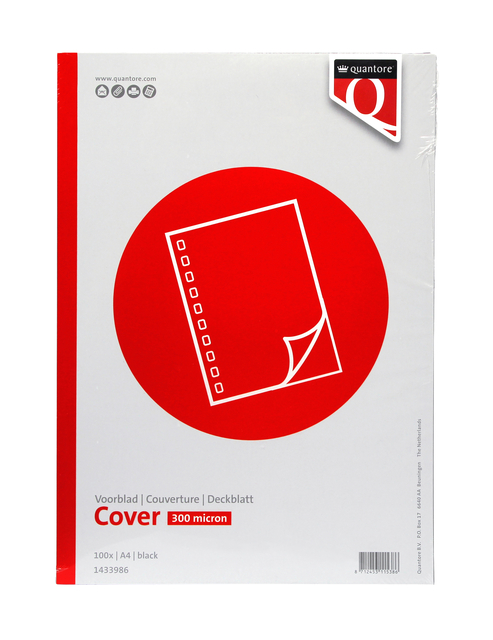 Couverture Quantore A4 PP 300 micron noir 100 pièces