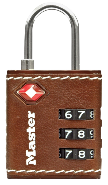 Cadenas Masterlock combinaison 3 chiffres TSA 30mm cuir brun