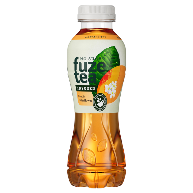 Frisdrank Fuze Tea peach elderflower suikervrij fles 400ml