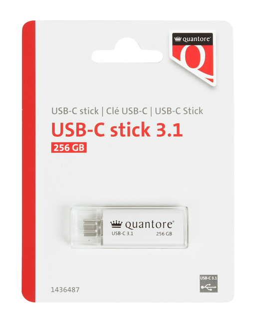 USB-stick Quantore USB-C 256GB 3.1 zilver
