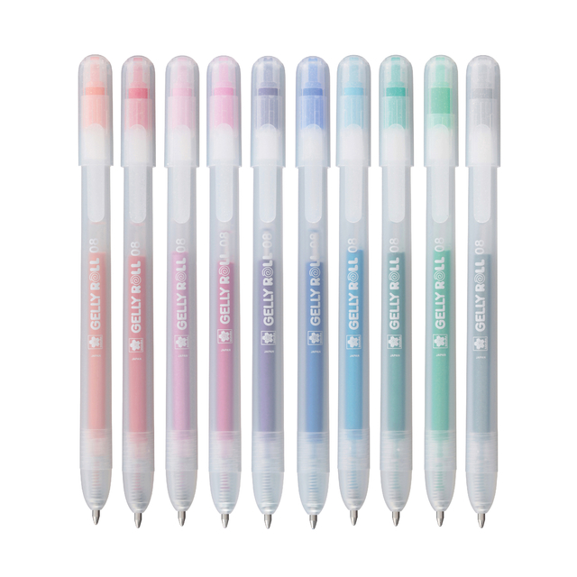 Stylo gel Sakura Gelly Roll Stardust 08 rétractable set 10 couleurs