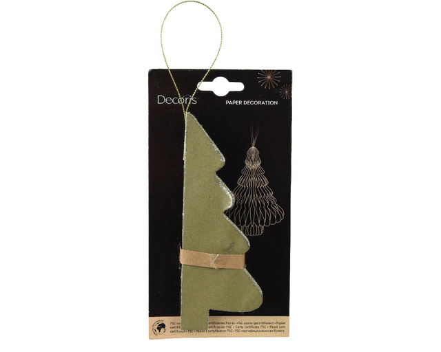 Sapin de Noël Decoris 3D papier vert 15cm