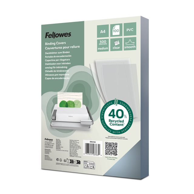 Voorblad Fellowes A4 PVC 300micron 100 stuks
