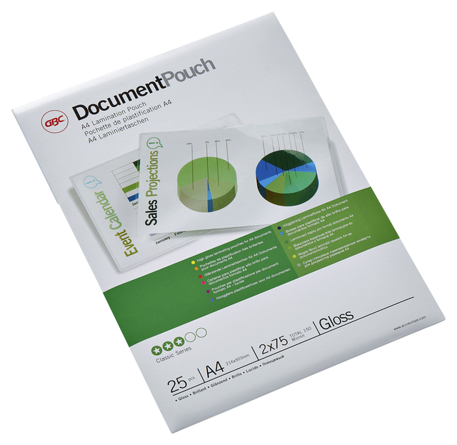Pochette de plastification GBC A4 2x75 microns 25 pièces