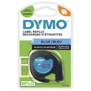 Ruban Dymo LetraTag plastique 12mmx4m noir sur bleu