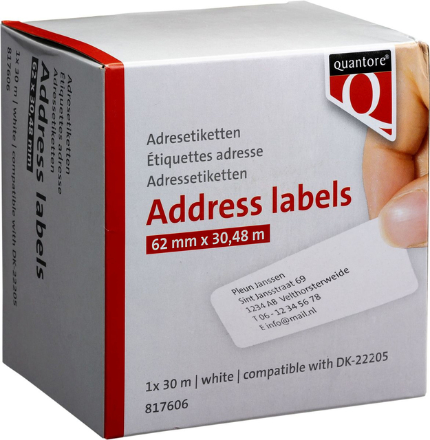Etiquette Quantore DK-22205 62mmx30m blanc