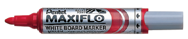 Whiteboardmarker Pentel MWL5M Maxiflo rond 3mm rood