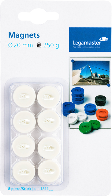 Aimant Legamaster 20mm 250g blanc 8 pièces