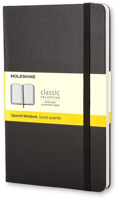 Carnet de notes Moleskine large 130x210mm carreau couverture rigide noir