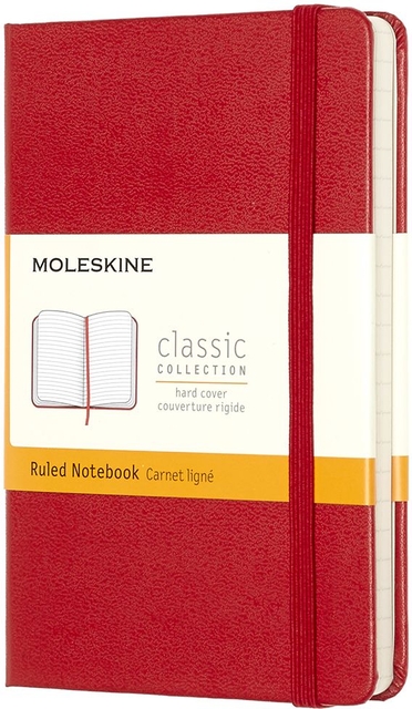 Carnet de notes Moleskine Pocket 90x140mm ligné rigide rouge