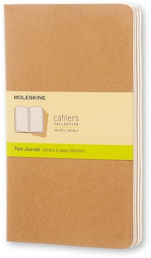 [011556] Cahier Moleskine 130x210mm uni 160 pages 70g kraft 3 pièces