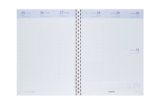 [901109] Recharge agenda 2026 Timing 7 jours/2 pages Spirale blanc
