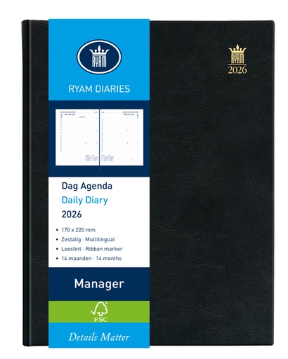 [900095] Agenda 2025 Ryam Manager Mundior 1 jour/1 page noir
